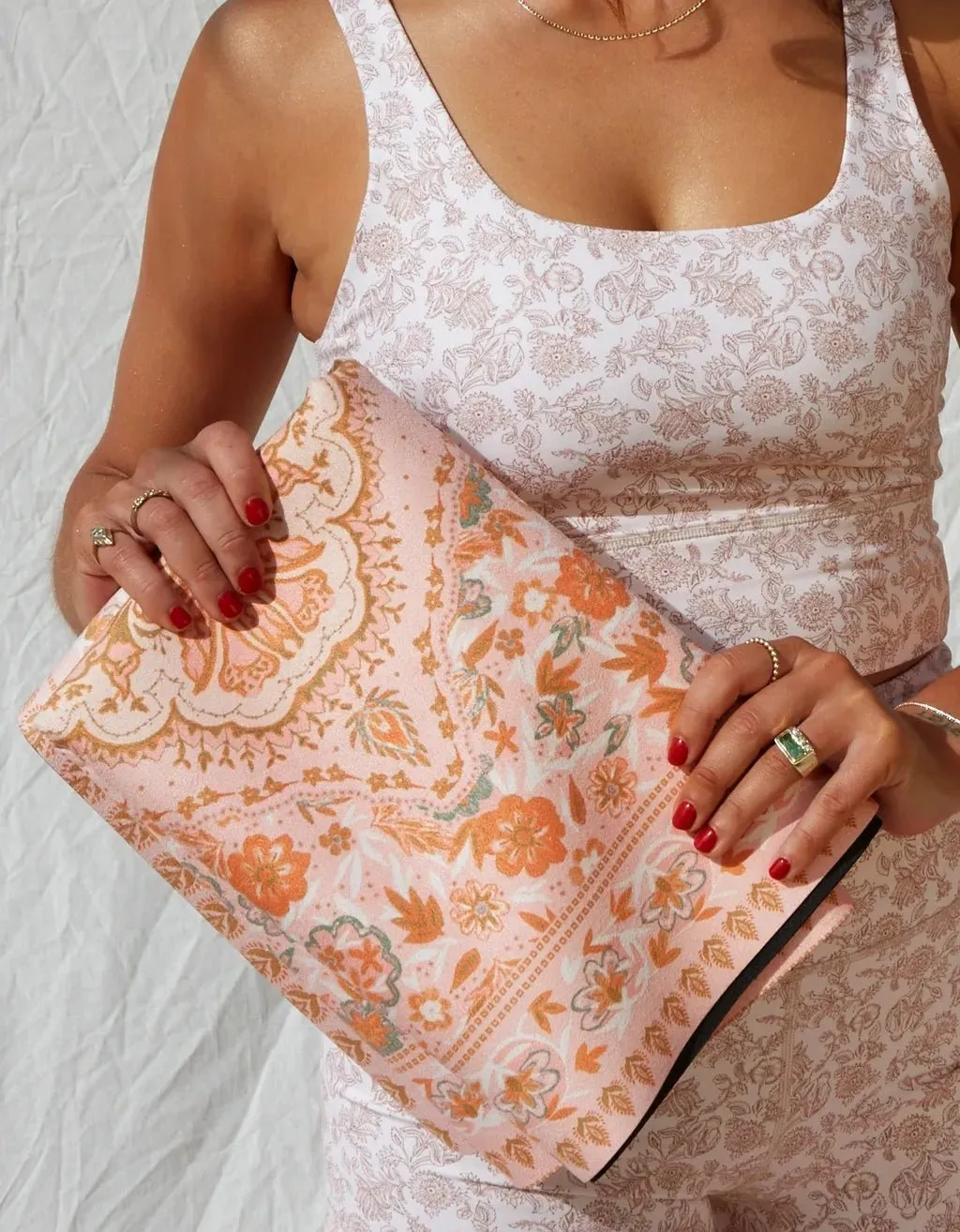 1 mm Travel Yoga Mat   Block Pack - Salty Peach