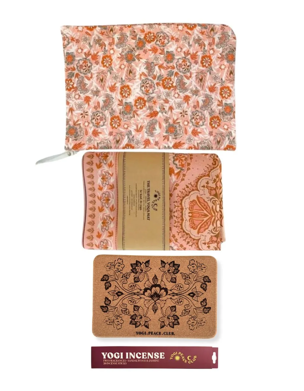 1 mm Travel Yoga Mat   Block Pack - Salty Peach