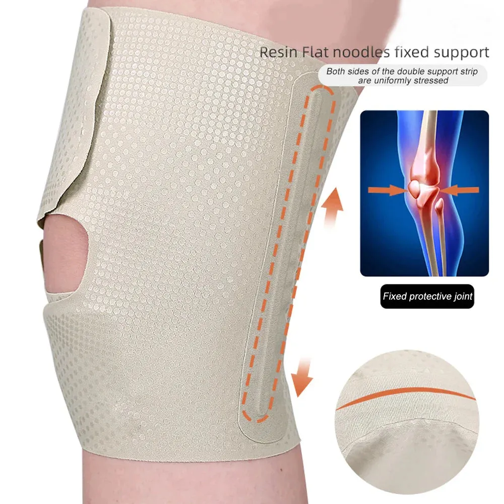 1pcs Lightweight Breathable Adjustable Open Patella Knee Brace with Dual Side Stabilizers for Hiking Running