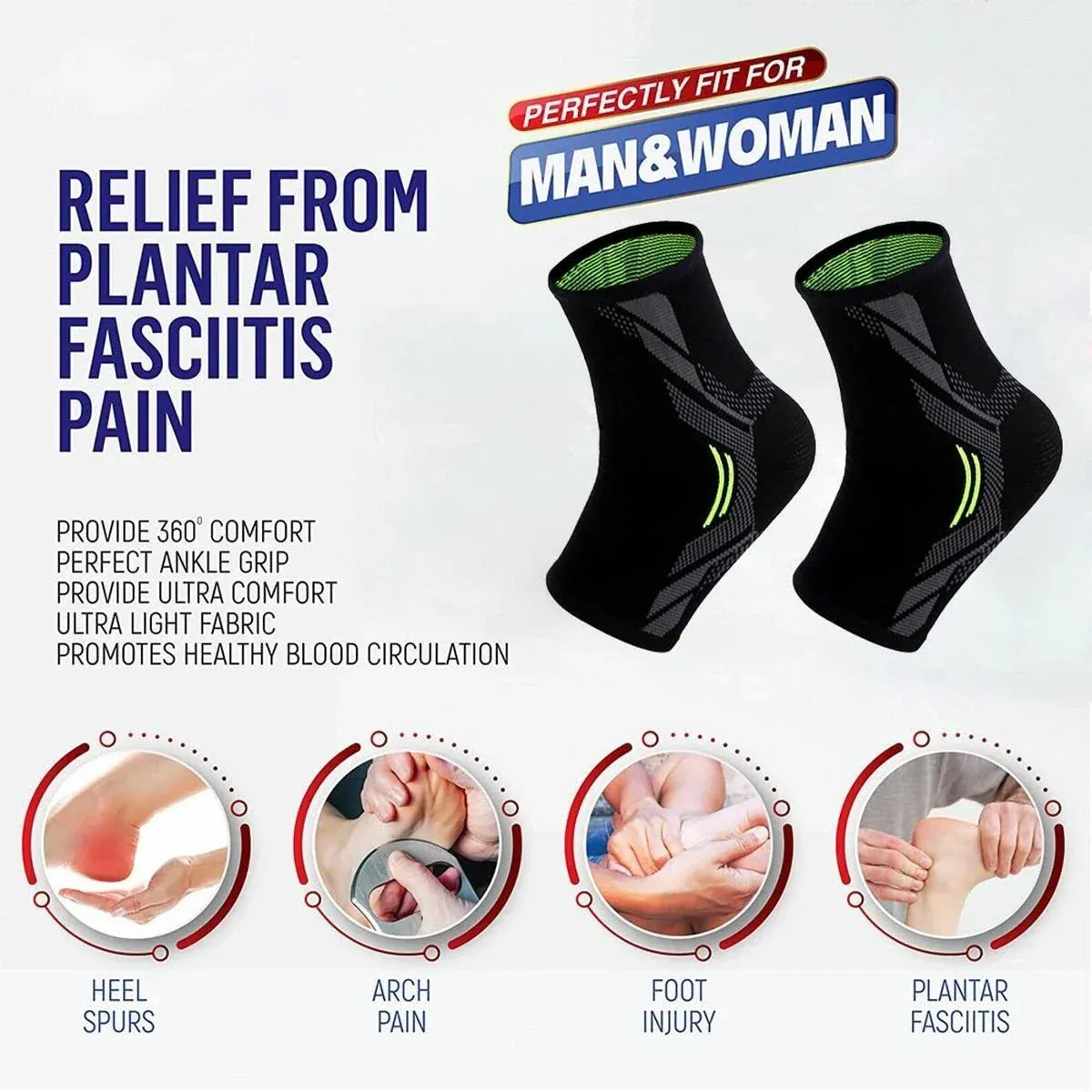 2 Pack Ankle Compression Sleeves for Joint Pain Relief
