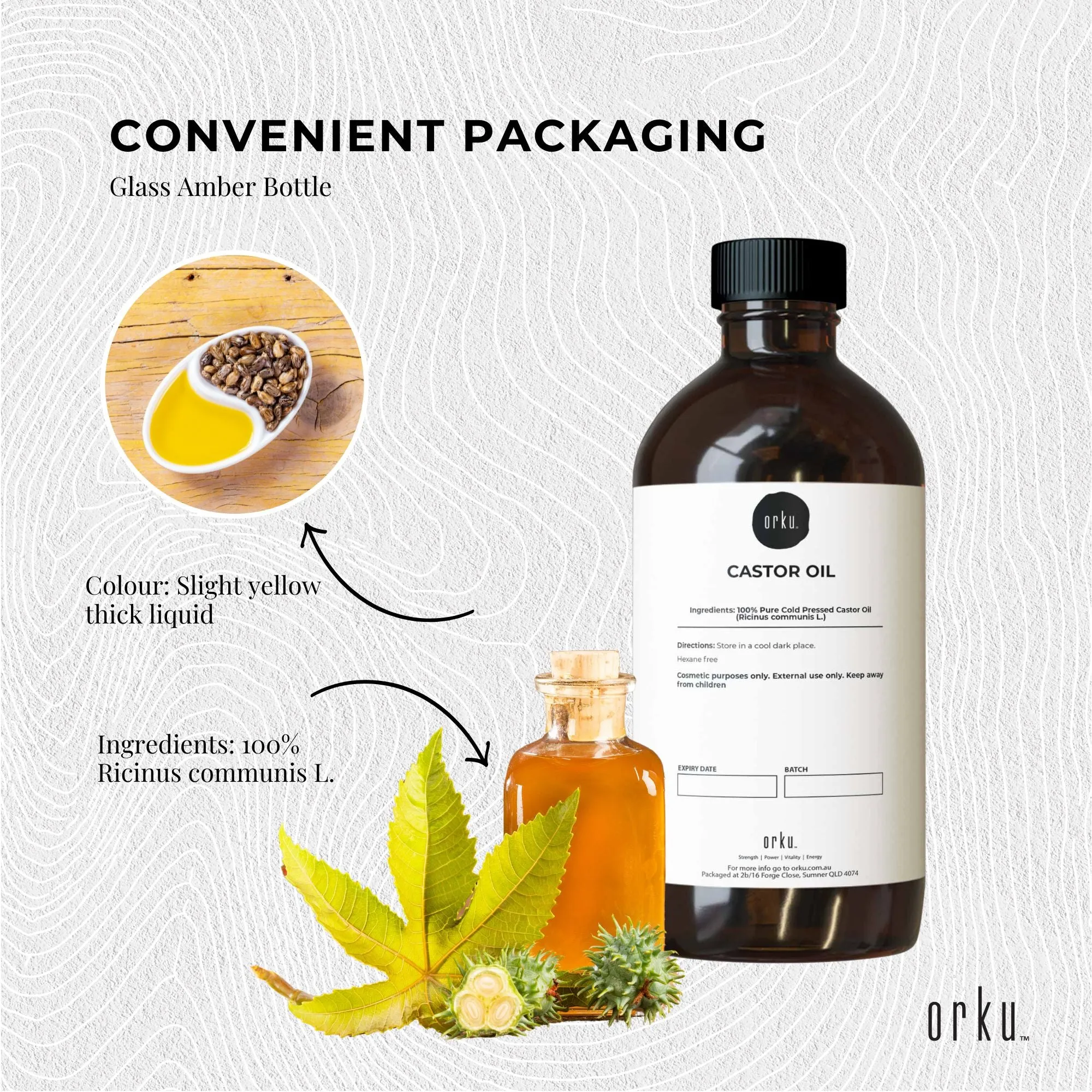 500ml Castor Oil | Hexane-Free Cold Pressed - Skin and Hair Care