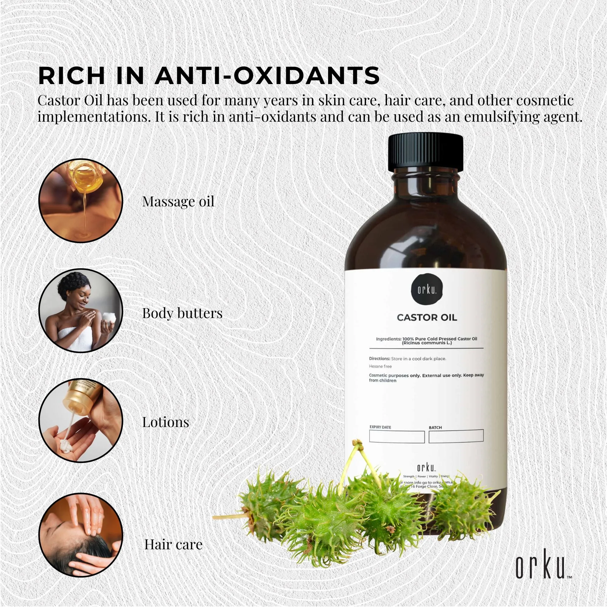 500ml Castor Oil | Hexane-Free Cold Pressed - Skin and Hair Care