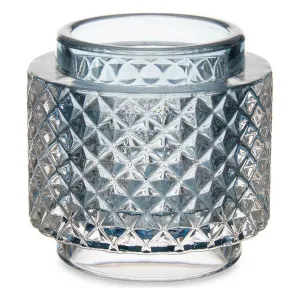 Candleholder Blue Glass 9 x 8.8 x 9 Cm