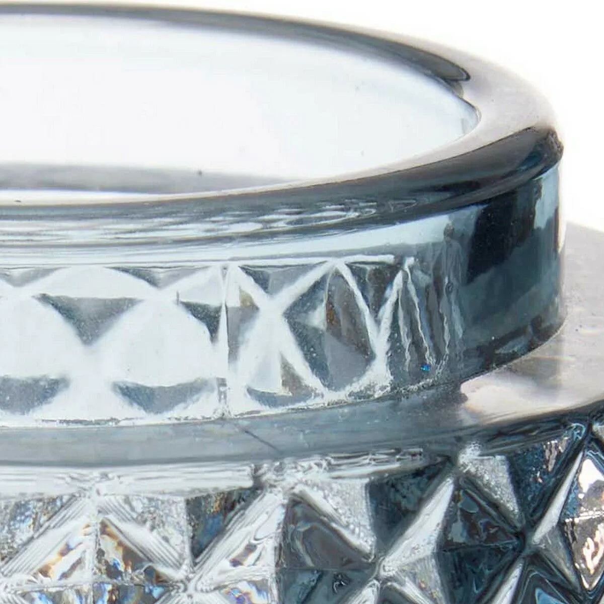 Candleholder Blue Glass 9 x 8.8 x 9 Cm