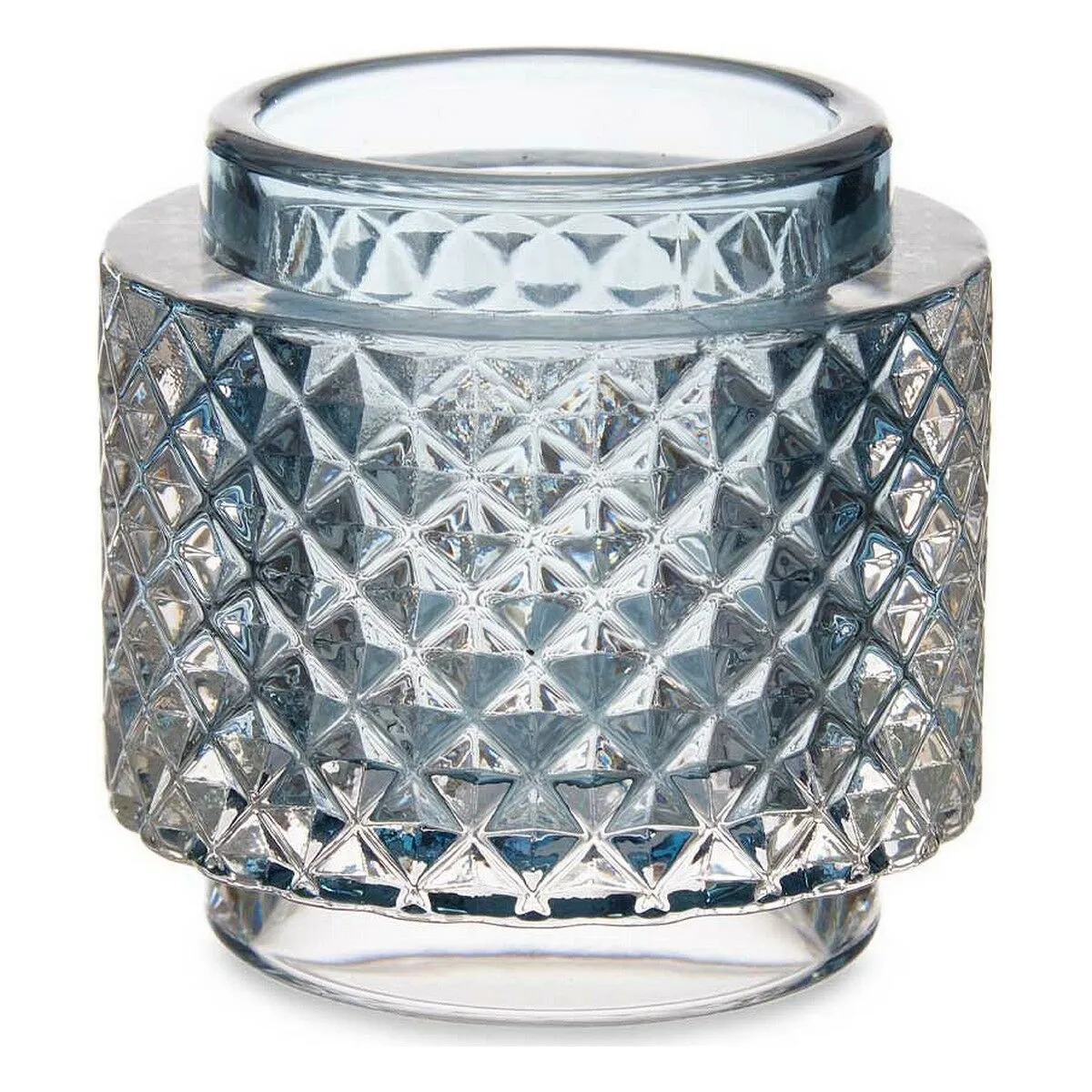 Candleholder Blue Glass 9 x 8.8 x 9 Cm