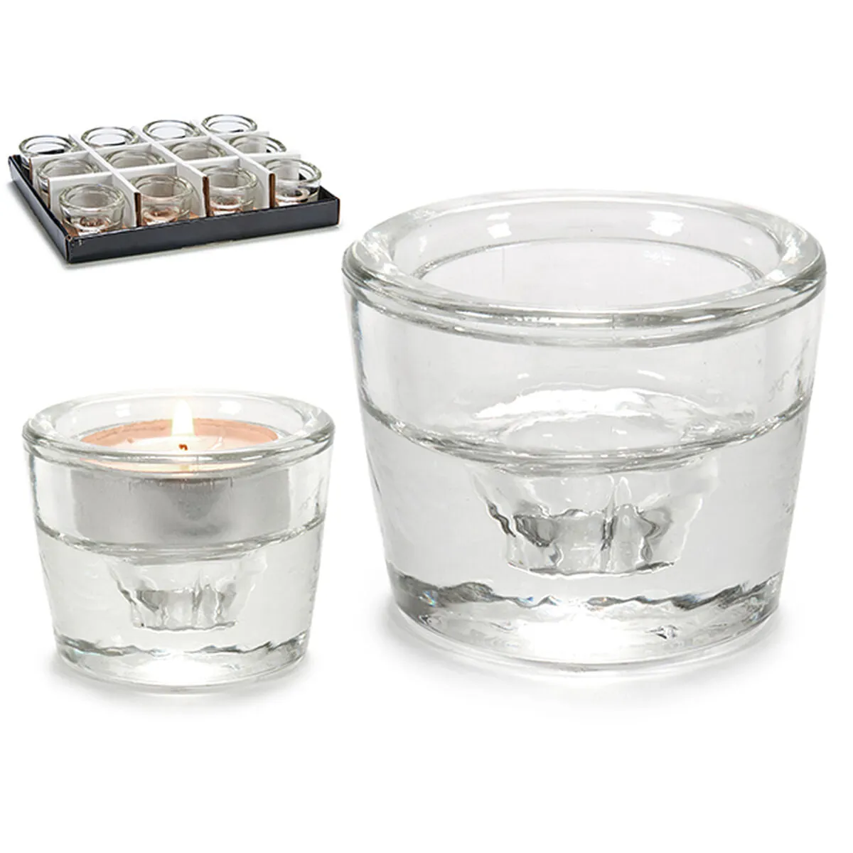 Candleholder Transparent Glass 6 x 4.3 x 6 Cm 12 Units
