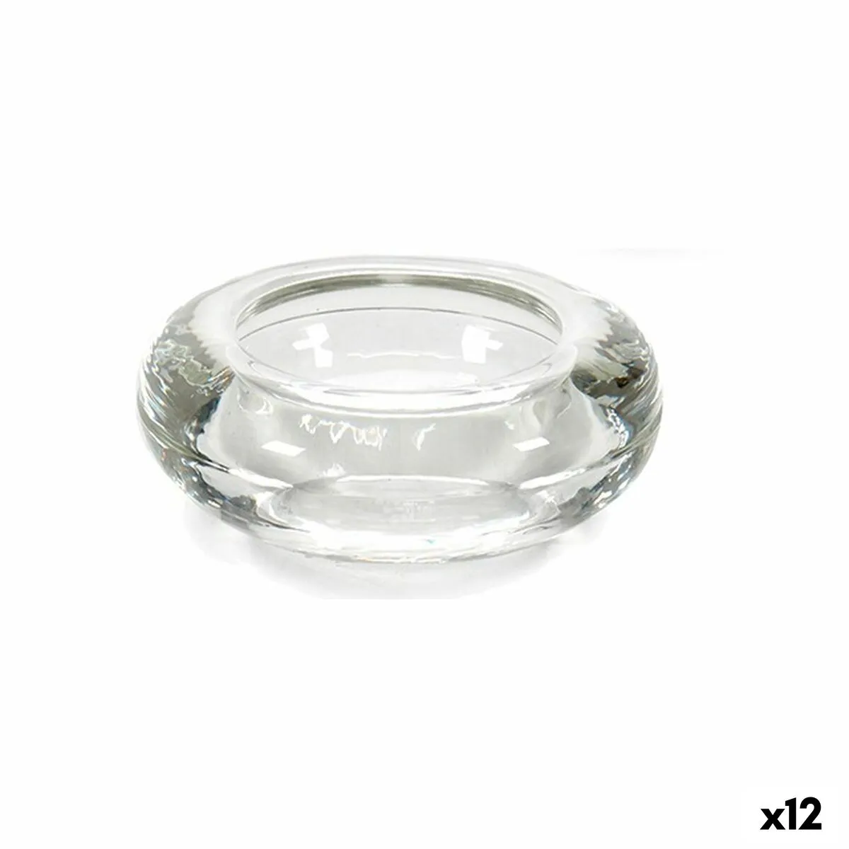 Candleholder Transparent Glass 6.5 x 2.5 x 6.5 Cm 12 Units