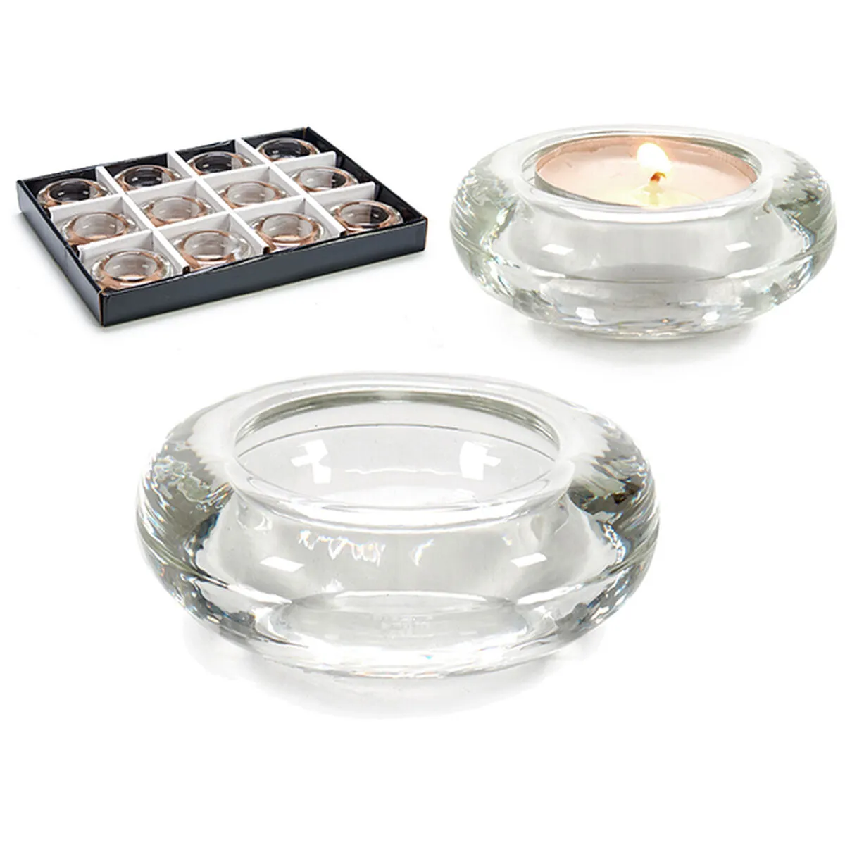 Candleholder Transparent Glass 6.5 x 2.5 x 6.5 Cm 12 Units