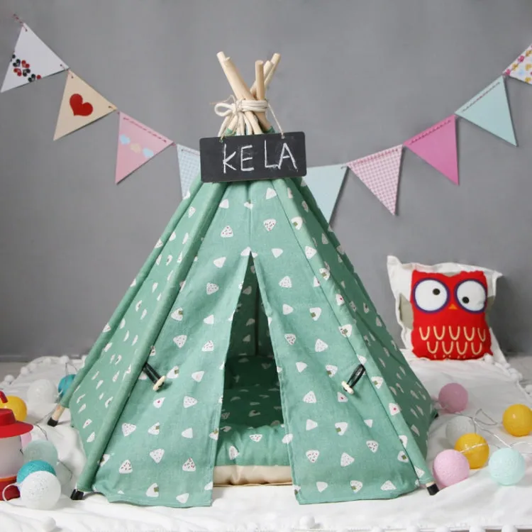 Cotton Canvas Pet Tent Cat and Dog Bed with Cushion, Small 404050cm, Medium 505060cm, Large 606070cm