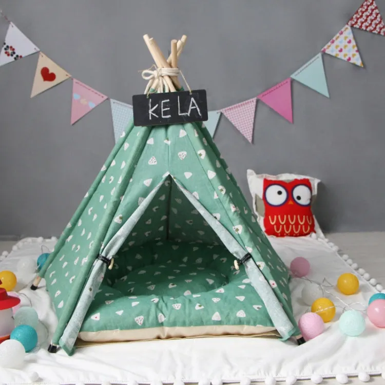 Cotton Canvas Pet Tent Cat and Dog Bed with Cushion, Small 404050cm, Medium 505060cm, Large 606070cm
