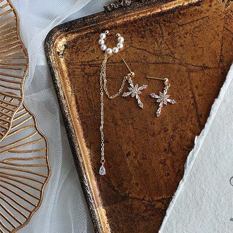 Design Cross Niche Pearl Ear Bone Clips
