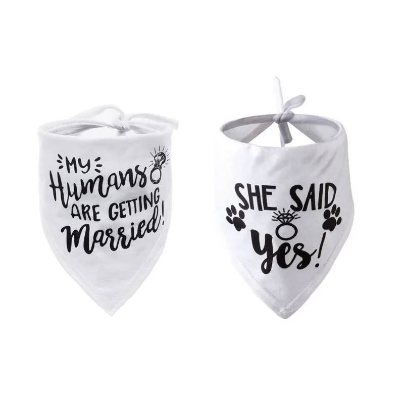 Dog Wedding Bandana My Humans are Getting Married She Said Yes Pet Triangle Bib Scarf Neckerchief Engagement Announcemet