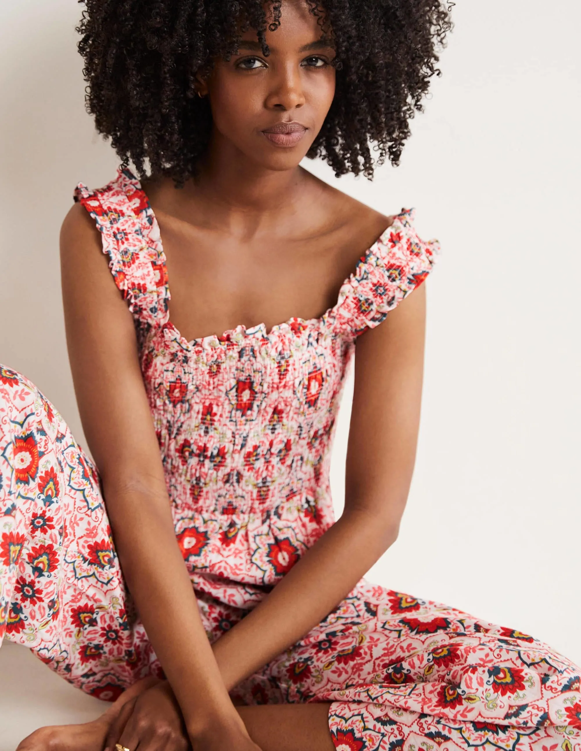 Jasmine Smocked Jumpsuit-Multi, Bloomsbury