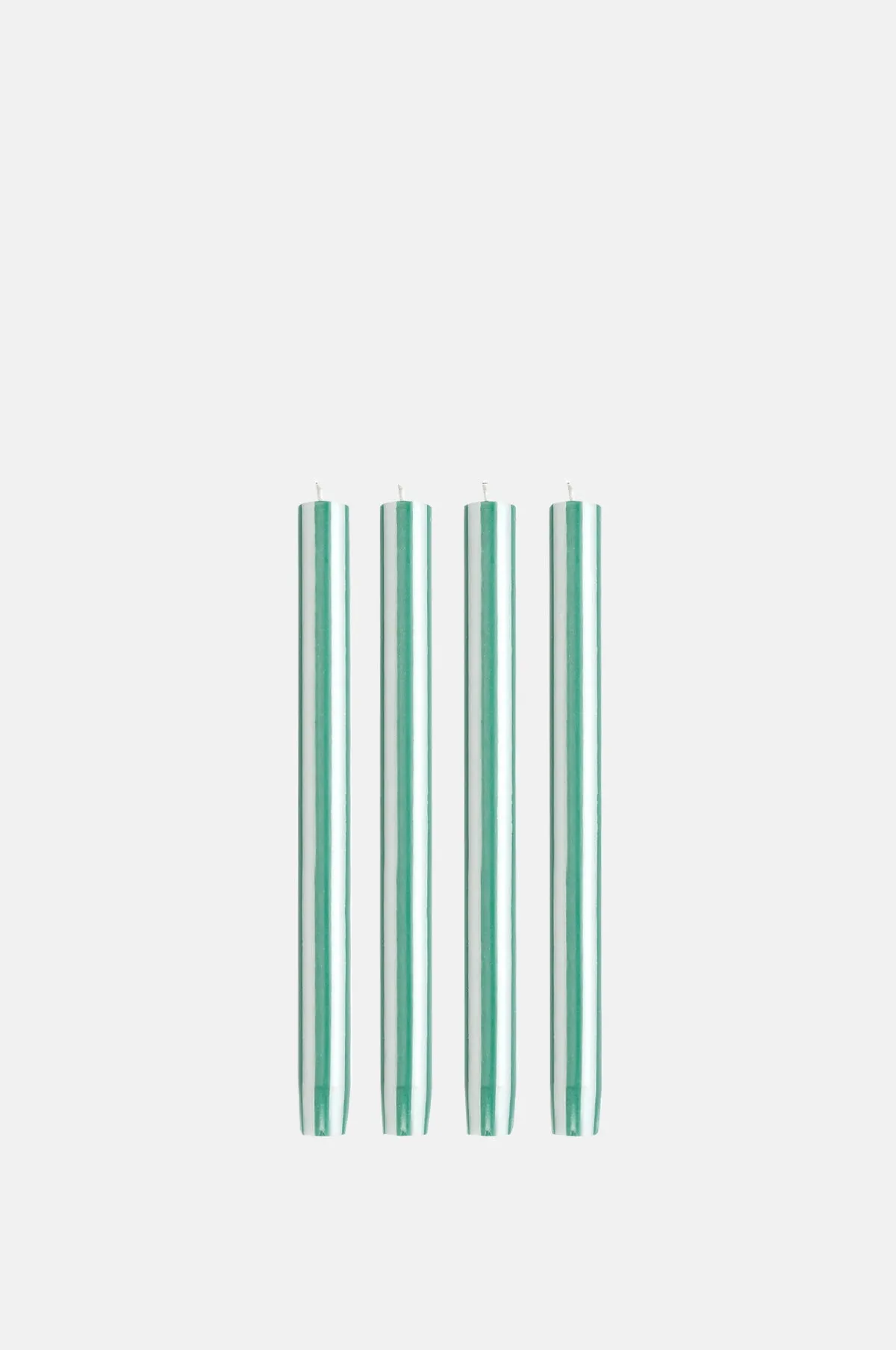 Lawn Green/White Dinner Candles Set of 4