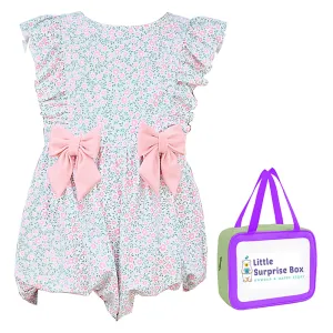 Little Surprise Box, One Piece Little Miss Pink Bow print Swimwear  Swim Cap for Kids & Toddlers