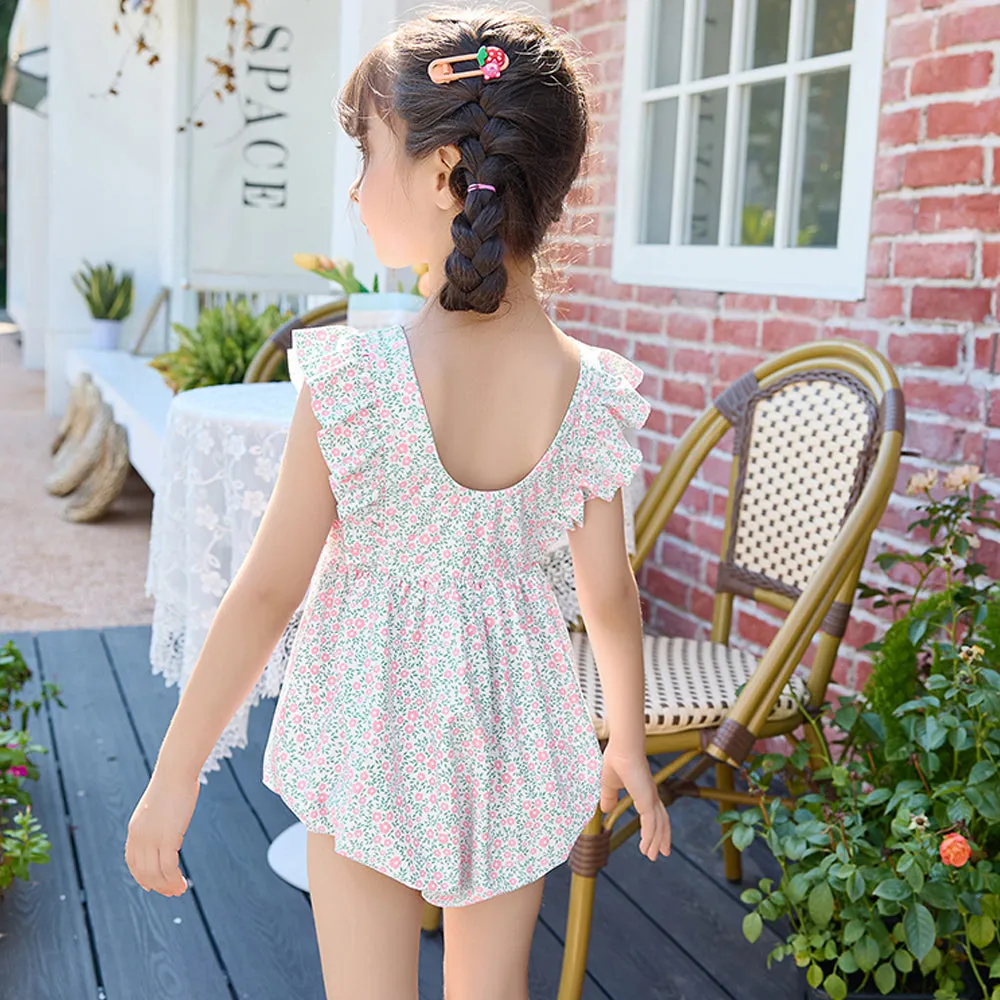 Little Surprise Box, One Piece Little Miss Pink Bow print Swimwear  Swim Cap for Kids & Toddlers