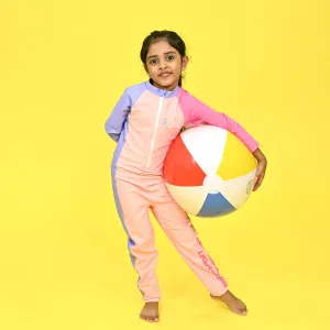 Little Surprise Box Pink Tri Colour Super Sport Swimwear for Toddlers & Kids with UPF 30 