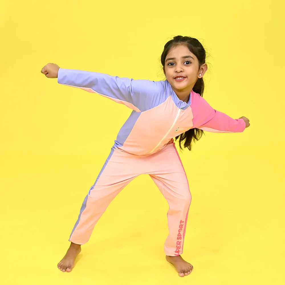 Little Surprise Box Pink Tri Colour Super Sport Swimwear for Toddlers & Kids with UPF 30 
