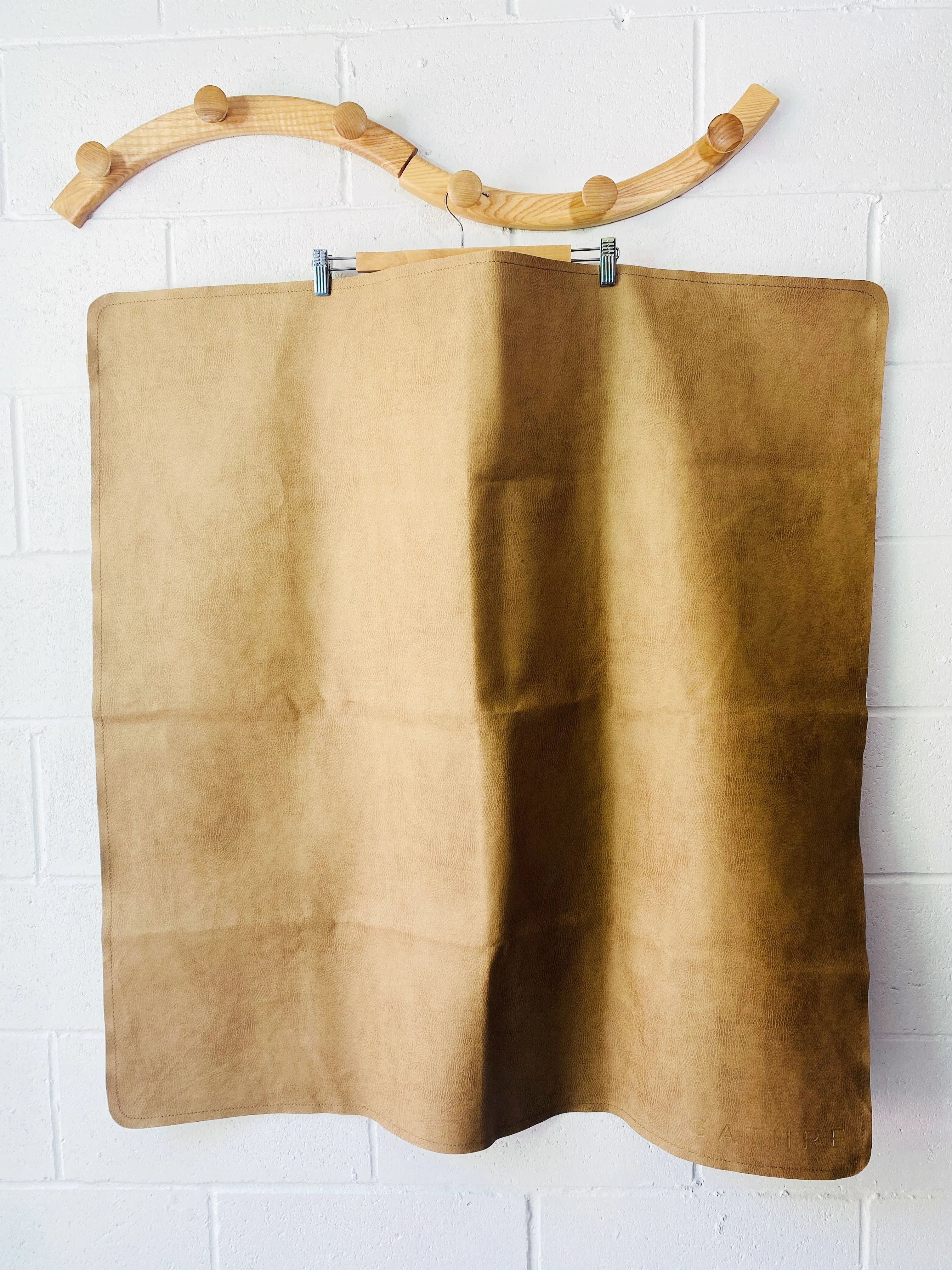 Midi Cognac Leather Mat, 54”x54”