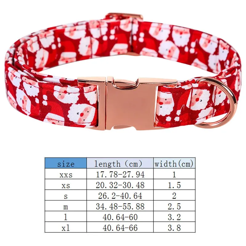 Personalized Christmas Dog Collar with Bow - Red Santa Design for All Sizes